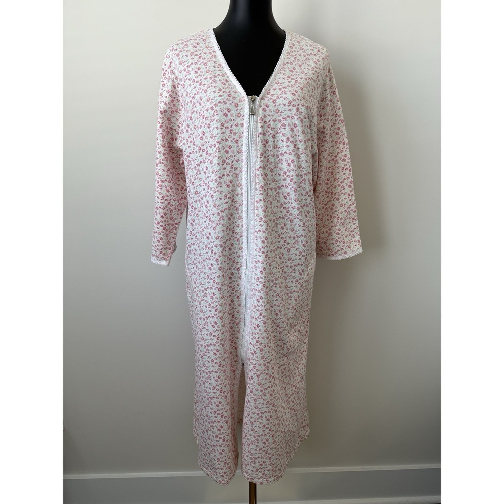 Aria Women's L Floral Lace Cotton Nightgown Robe Pale Pink Cottagecore Prairie